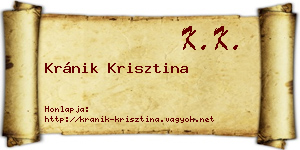 Kránik Krisztina névjegykártya