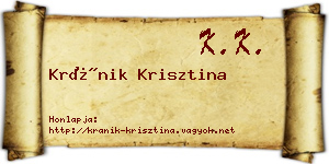 Kránik Krisztina névjegykártya